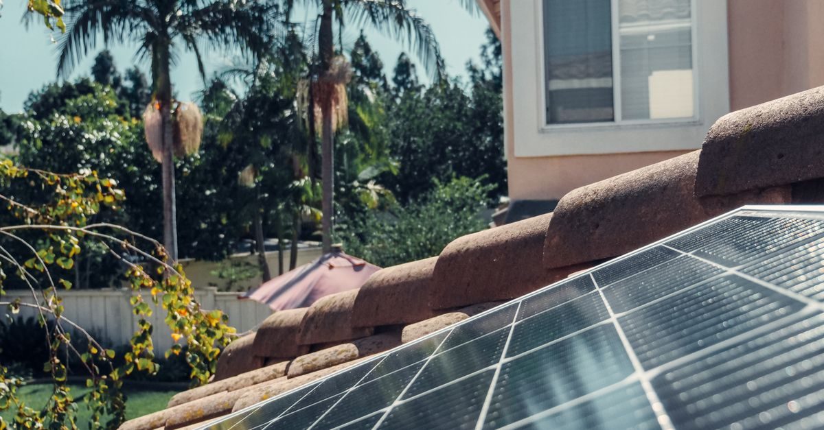 Solar panel installation on a roof