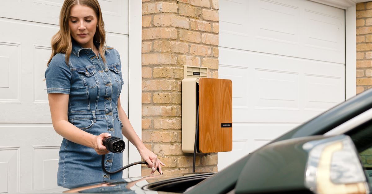 Home EV charger charging an electric car